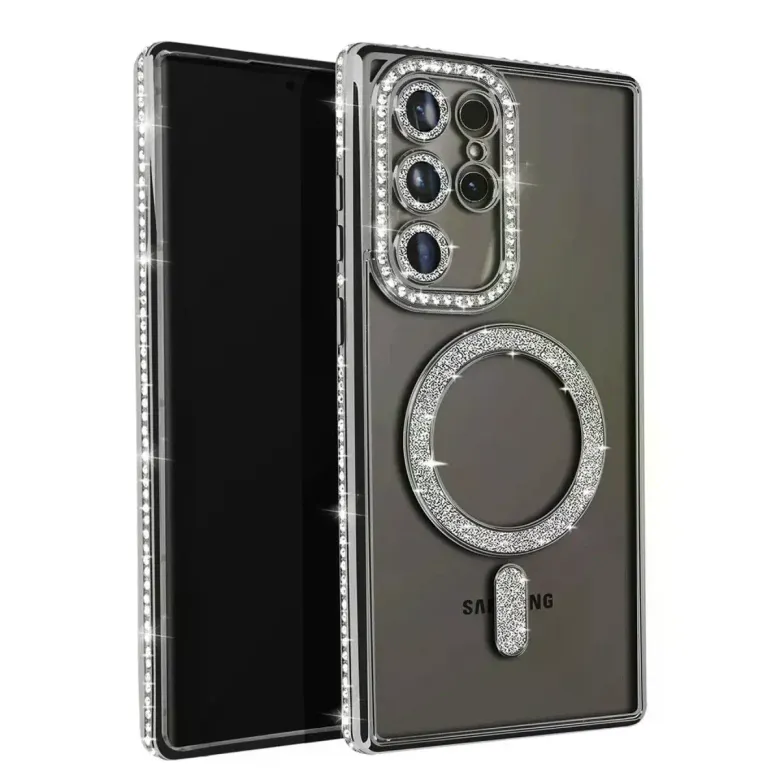 Samsung Galaxy S25 Ultra Kılıf Joke Simli Magneticsafe Kılıf - Siyah
