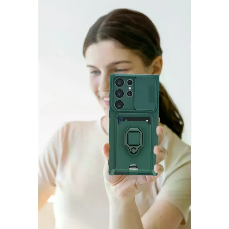 Samsung Galaxy S25 Ultra Kılıf Zuma Kartvizitli Yüzüklü Silikon - Kırmızı