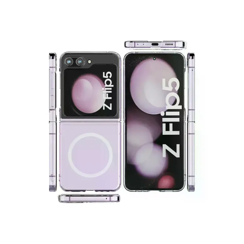 Samsung Galaxy Z Flip 5 Kılıf Magneticsafe Şeffaf Silikon - Şeffaf