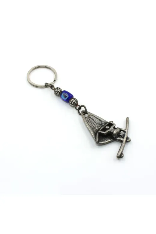 SANAT TACİRİ 344015372 Cam Nazar Boncuklu Yelkenli Metal Anahtarlık - No - 222