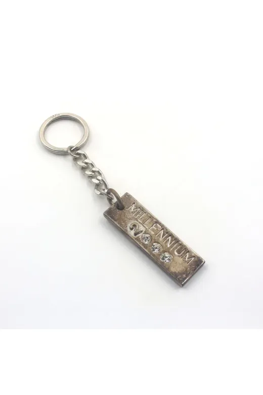 SANAT TACİRİ 345563798 Parlak Taşlı Millennium Metal Anahtarlık -- Milenyum 2000 Metal Anahtarlık