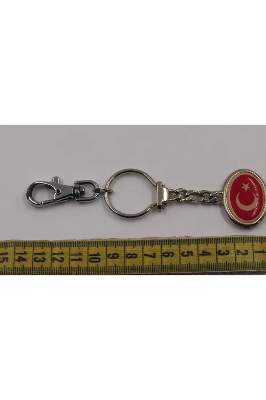SANAT TACİRİ 370696027 -- Türk Bayrağı Çift Taraflı Metal Anahtarlık 13Cm