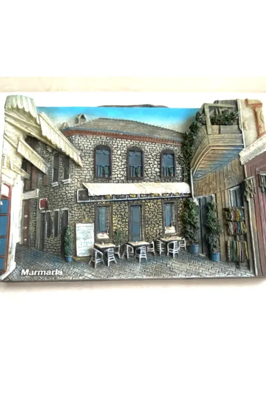 SANAT TACİRİ 805403R 3 Boyutlu Marmaris Duvar Süsü Porselen Duvar Süsü