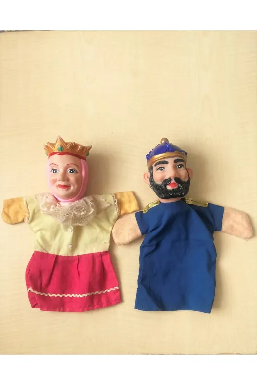 SANAT TACİRİ E56GV7ER1G7 28Cm Avrupa 2 Adet Kukla Plastik Kukla Kiral Kiraliçe Kukla