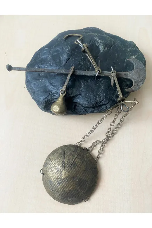 SANAT TACİRİ EK6NWE773WES Antika Bronz Pirinç Terazi Minyatür Terazi No 837
