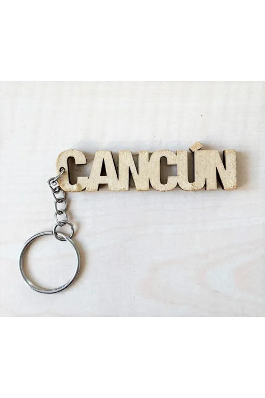 SANAT TACİRİ EK7676U4BDSD12 Yurtdışı Ahşap Cancün Yazılı Anahtarlık