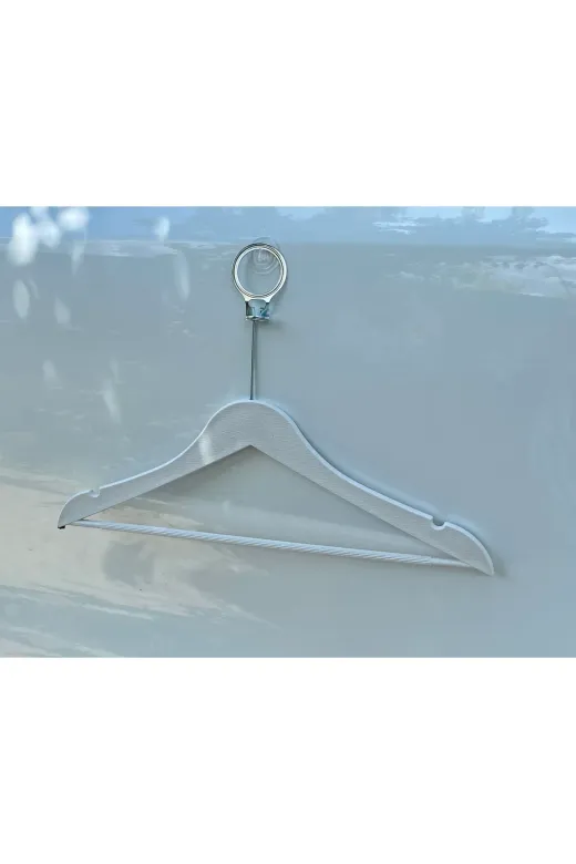 SantePlus KRCR11211B Otel Tipi Ahşap Görünümlü Beyaz Plastik Askı 12Li