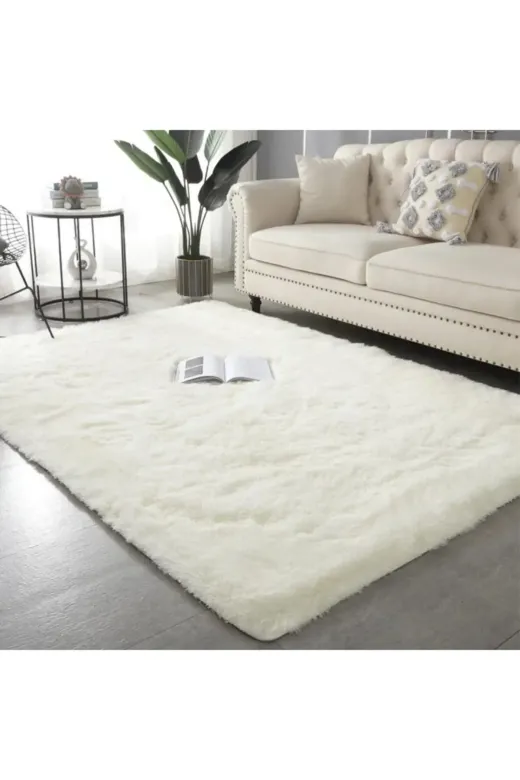 SARAR HALI 5005 Kaymaz Taban Pelüş Halı Beyaz 01