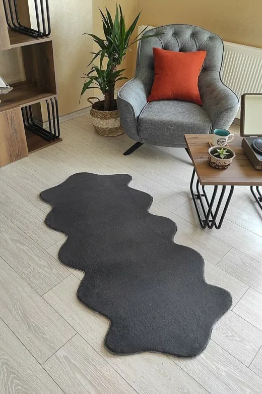 SARAR HALI sararpeluşpost Seria Halı Peluş Post Çift Kafa Antrasit Halı Kürk Halı