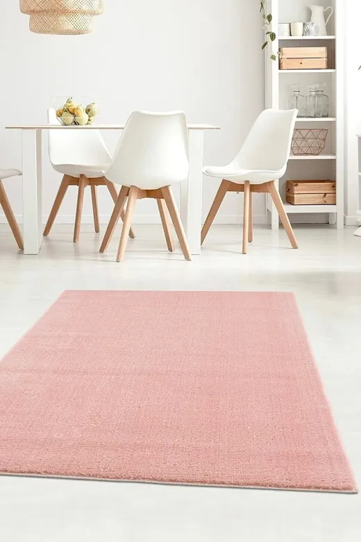 Sarar Peluş Pembe Pembe Pudra Peluş Halı Post Halı Kaymaz Taban