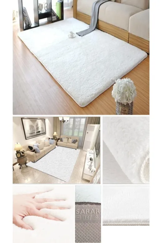 Sarar SARAR POST001FK08 Post Halı. Peluş Halı Yolluk. Beyaz Kaymaz Tabana Sahiptir. Makinede Yıkanabilir.