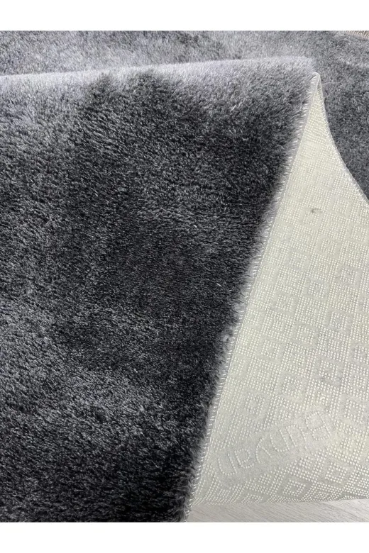 Sarar SRR0015SRR Kaymaz En Trend Yumuşak Peluş Antrasit Klasik Saçak Halı