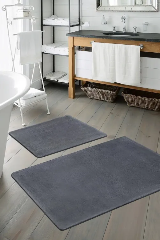 Sarar TYC00196402265 2'li Büyük Xl Boy Banyo Takımı(80X120)(80X50)Antrasit