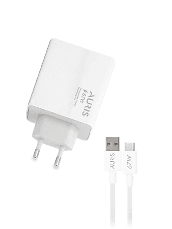 şarjaleti Auris 67W Usb Adaptörlü Saliseli Turbo Hızlı Şarj Type-C Usb Şarj Seti Ch36