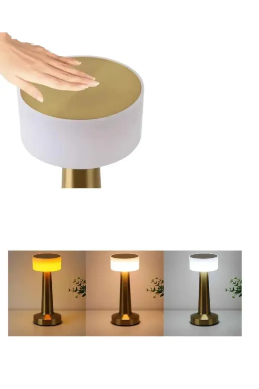 Şarjlı Dokunmatik LED Masa Lambası 3 Renk Dimmer Özellikli