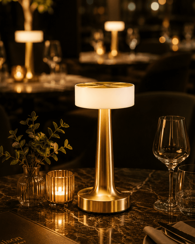 Şarjlı Gold Mantar Masa Lambası Dimmer Ayarlı Kablosuz LED Lamba