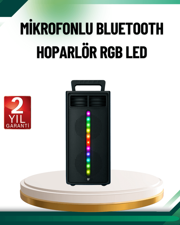 Şarjlı Işıklı Bluetooth Hoparlör | USB, AUX, TF Kart ve Radyo Destekli
