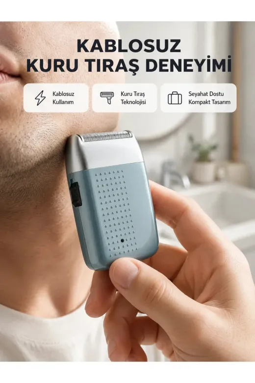Şarjlı Kuru Kullanım Tıraş Makinesi – Kablosuz, Taşınabilir
