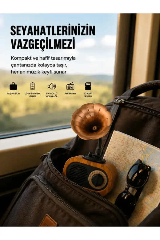 Şarjlı Mini Retro Radyo Bluetooth Hoparlör Çoklu Bağlantı Seçenekli Yeni Nesil