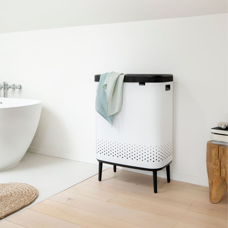 Schafer ₺13.999, Brabantia Bo Beyaz Plastik Kapaklı Çamaşır Sepeti 2X45 L