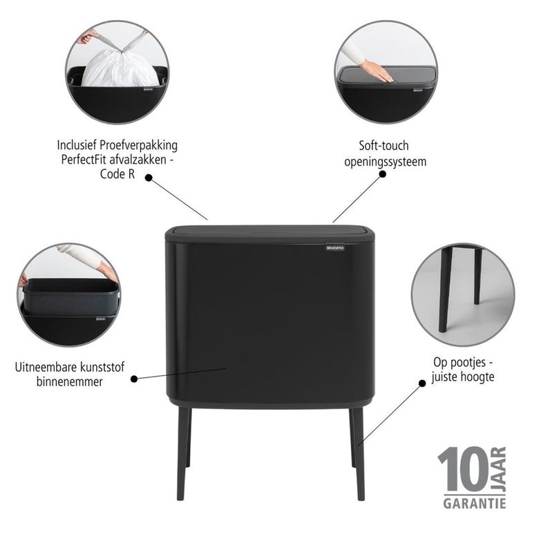 Schafer ₺14.245,00 Brabantia Bo Matt Black Dokunmatik Çöp Kutusu 36 L