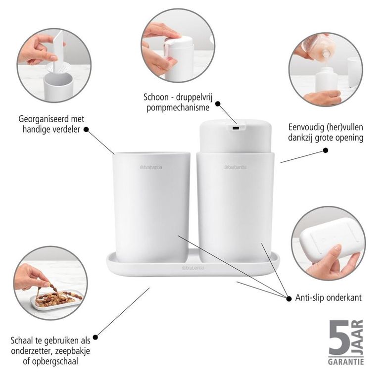 Schafer ₺2.899,00,, Brabantia Renew White 3 Parça Banyo Seti
