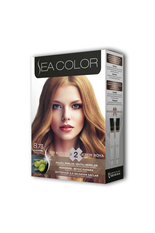 Sea Color 2 Tüp Krem Saç Boyası Seti Karamel No:8.73