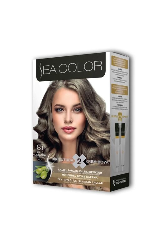 Sea Color 2 Tüp Krem Saç Boyası Seti Küllü Açık Kumral No:8.1
