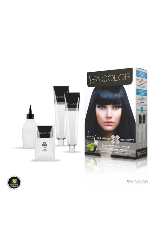 Sea Color 2Li Krem Saç Boyası 1/1 Mavi Siyah 2 Set
