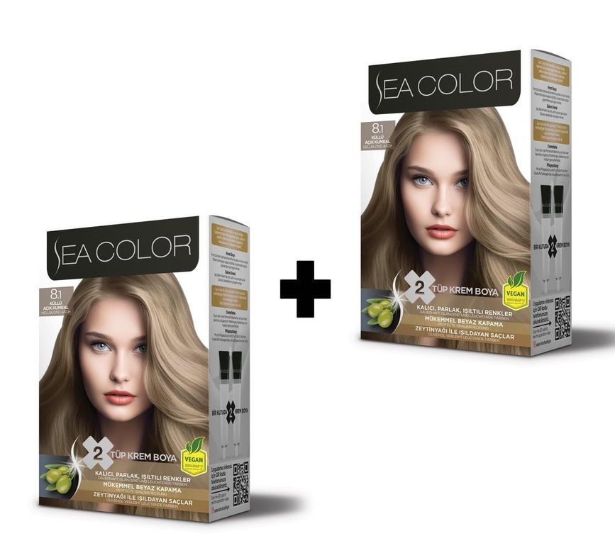 Sea Color 2X2 Tüp Krem Saç Boyası No:8.1 Küllü Açık Kumral