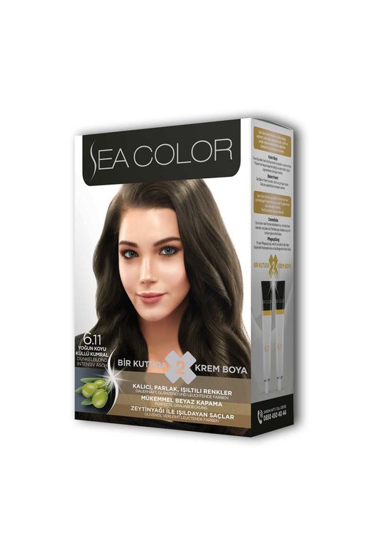 Sea Color 2X2 Tüp Krem Saç Boyası Seti Yoğun Koyu Küllü Kumral No:6.11