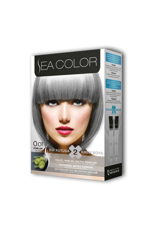 Sea Color RT-RYL-ARSEACLR001-2 2X2 Tüp Krem Saç Boyası Seti Füme Gri No:0.01