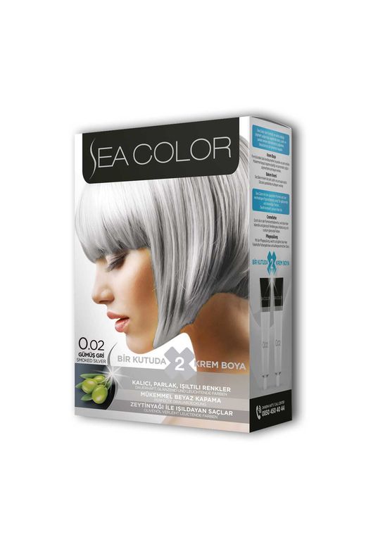 Sea Color RT-RYL-ARSEACLR002 2 Tüp Krem Saç Boyası Seti Gümüş Gri No:0.02