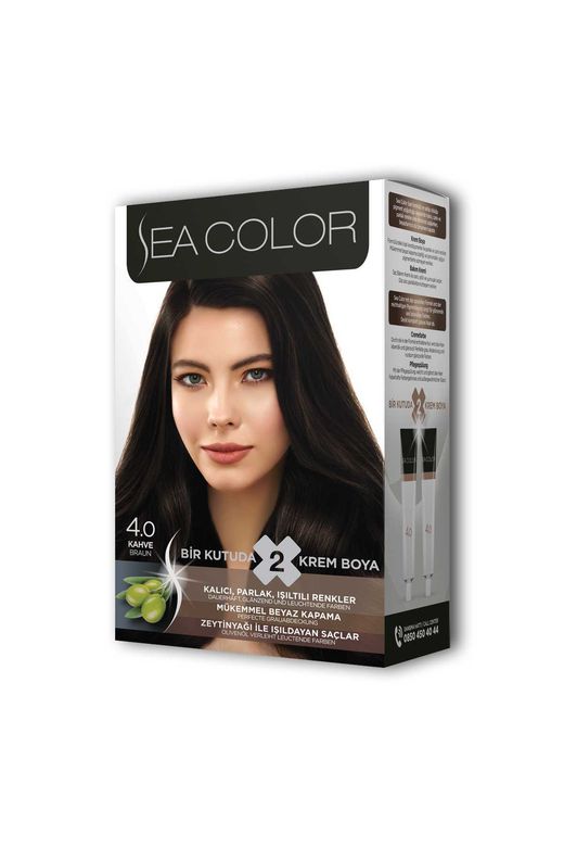 Sea Color RT-RYL-ARSEACLR40 2 Tüp Krem Saç Boyası Seti Kahve No:4.0