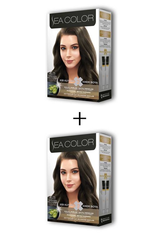 Sea Color RT-RYL-ARSEACLR611-2 2X2 Tüp Krem Saç Boyası Seti Yoğun Koyu Küllü Kumral No:6.11