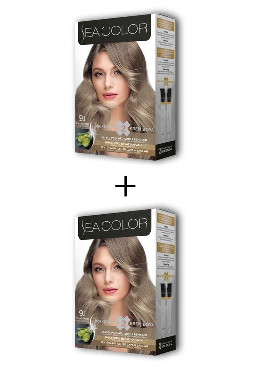 Sea Color RT-RYL-ARSEACLR91-2 2X2 Tüp Krem Saç Boyası Seti Elmas Sarısı No:9.1