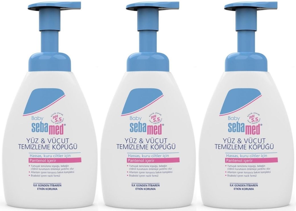 Sebamed Bebek Saç Yüz ve Vücut Köpüğü 400ML (pH 5.5 Yenidoğan Hassas Cilt) (3 Lü Set)