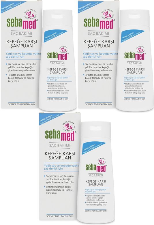 Sebamed Şampuan 200ML Kepeğe Karşı (Yağlı ve Kepeğe yatkın saç derisi İçin) (3 Lü Set)