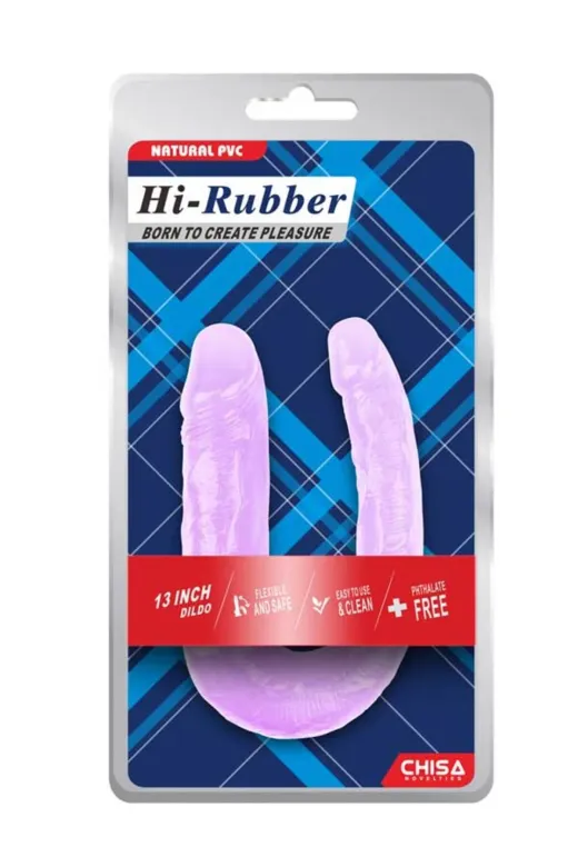 Şeffaf Jel Çift Taraflı Eğik Dildo - 17Cm Mor