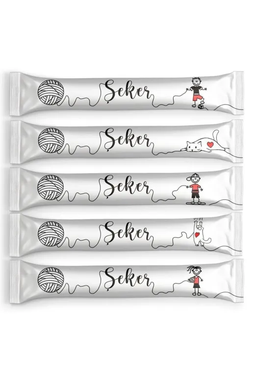 Sek SKR2025 Şeker Karikatür Beyaz Stick Toz Şeker 250 Adet X 4Gr,