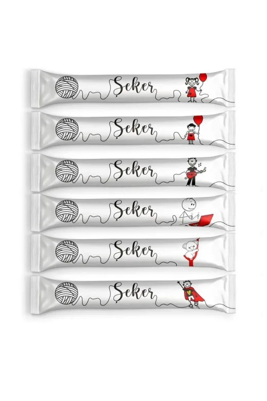 Sek SKR2025 Şeker Karikatür Beyaz Stick Toz Şeker 250 Adet X 4Gr,