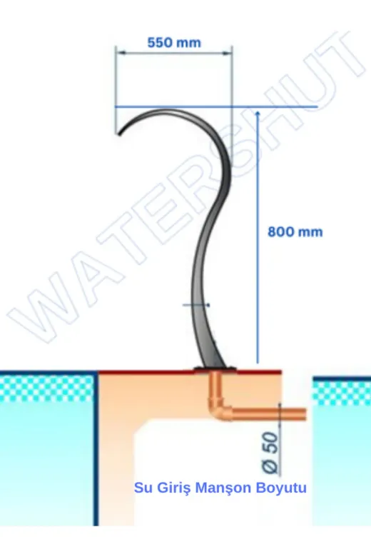 Şelale WK400X600 Watershut 400 X 800Mm Havuz Tipi Slim Su Perdesi Kuğu - Paslanmaz Çelik (Et Kalinliği 1,5Mm)