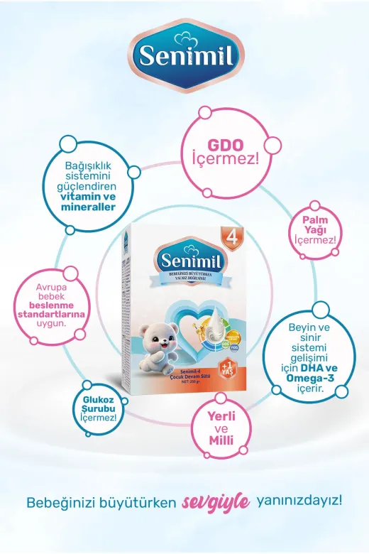 SENİMİL SNML32 Senimil-4 Çocuk Devam Sütü 250 Gr (+1 Yaş) 5’Li Avantaj Paketi