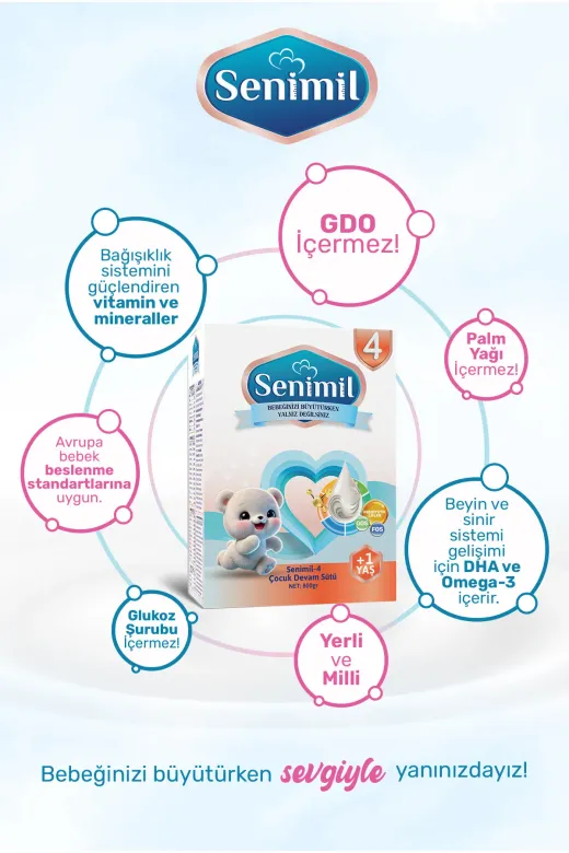 SENİMİL SNML64 Senimil-4 Çocuk Devam Sütü 800 Gr (+1 Yaş) 12’Li Avantaj Paketi
