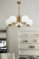 ŞENNA 5'Lİ SİYAH-KROM RENKTE FÜME GLOB CAMLI MODERN SARKIT AVİZE OTURMA ODASI SALON
