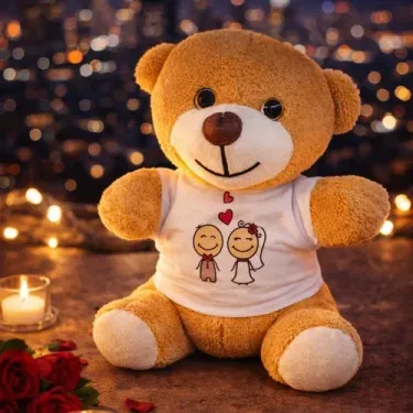 Sevimli Peluş Gelin Damat Tişörtlü 25 Cm Hediye Oyuncak