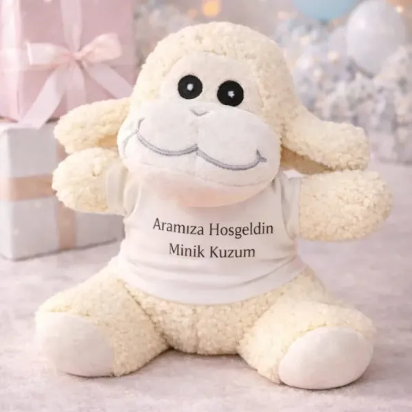 Sevimli Peluş Kuzu 25 Cm Tişörtlü Hediye Seçeneği