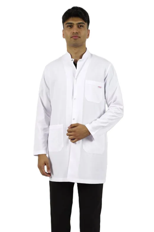 SEZA TEKSTİL 200100320 Hakim Yaka Orta Boy Beyaz Önlük Erkek Doktor Öğretmen Hemşire Laboratuvar Önlüğü