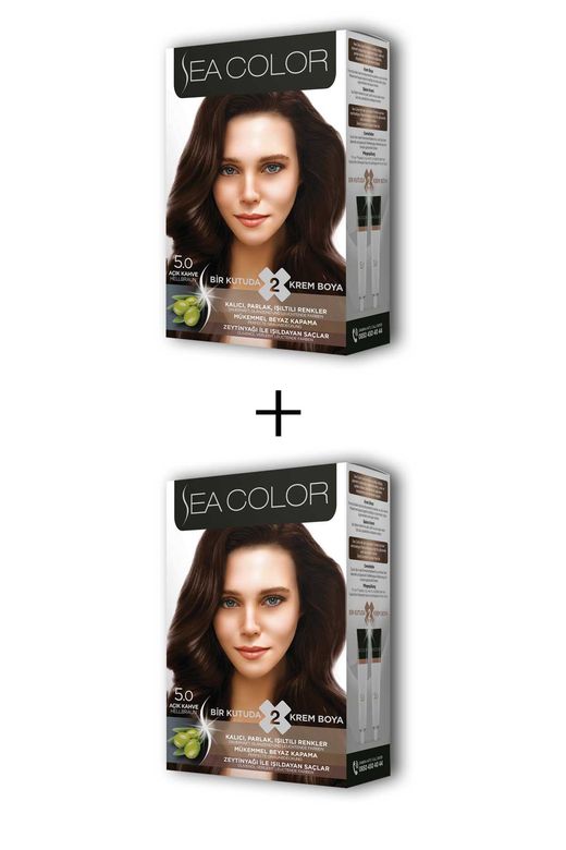 sfgewsrfgwsefg Sea Color 2X2 Tüp Krem Saç Boyası Seti Açık Kahve No:5.0
