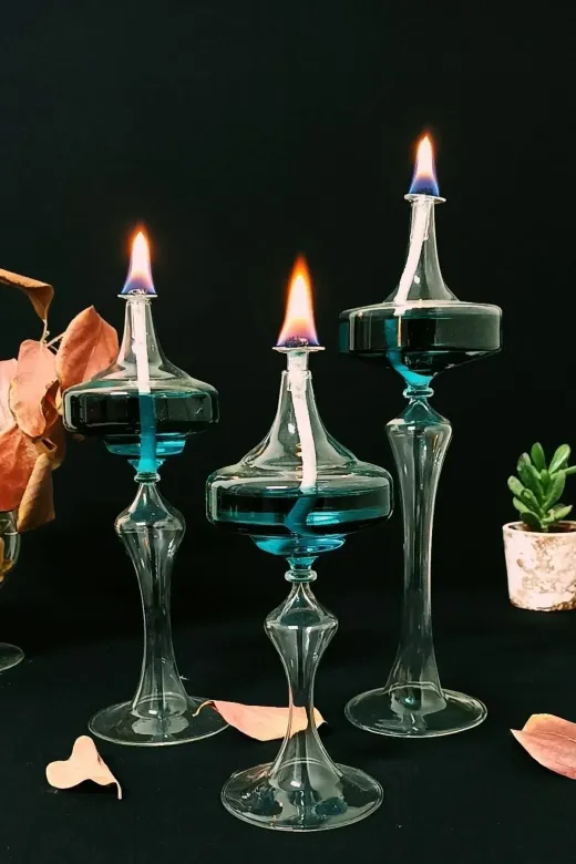 Shabbo Glass 200301SHBBO Ufo Şamdan Cam Kandil3 Lü Set Zümrüt Yeşili